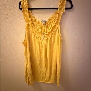 French Laundry Yellow Ruffled Tank Top